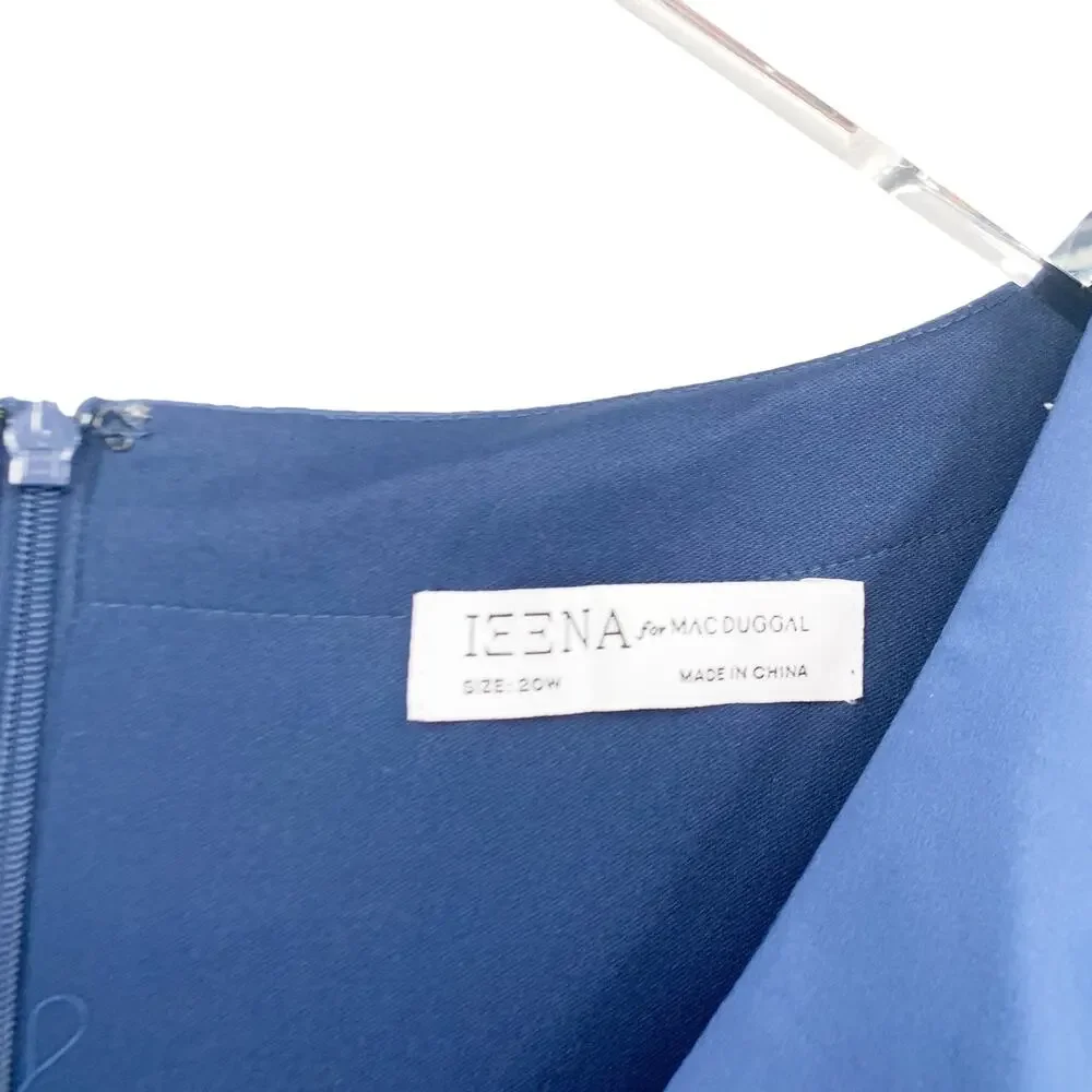 MAC DUGGAL Dress Size 20 / 20W Evening Gown Navy Blue NEW V Neck Pleated - Picture 3 of 6